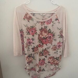 Arizona Jean Company Pink Floral Long Sleeve Top